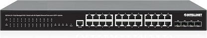 Intellinet 28-Port L2+ Fully Managed PoE+ Switch - with 24 Gigabit Ethernet Ports and 4 SFP+ Uplinks – 370W Power Budget, 30W per Port Max – 3 Yr Mfg Warranty – 561846