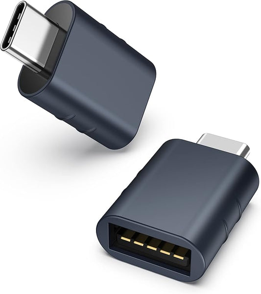 Syntech USB C to USB Adapter Pack of 2 USB C Male to USB3 Female Adapter Compatible with iPhone 17 Pro Max MacBook Pro Air 2024 iMac iPad mini Pro, Other Type C or Thunderbolt 5/4 Devices, Midnight