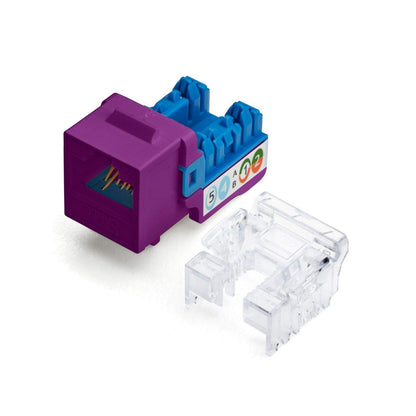 TRUE CABLE Cat6 Keystone Jack, Unshielded (UTP), 90 Degree Punch-Down, PoE++ (4PPoE) 100W, UL Listed, ETL Verified, ANSI/TIA Certified, Modular RJ45 Female, Purple, 12 Pack