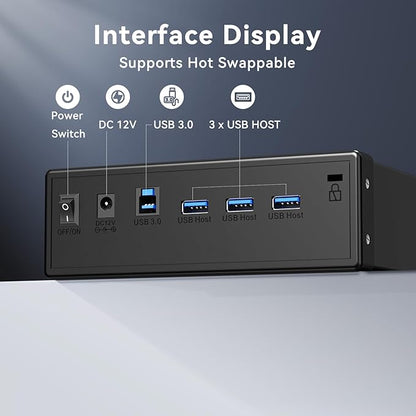 5.25" Blu-Ray/CD/DVD SATA Drive Enclosure with USB A/C 3.0, 5.25 Drive Enclosure, Optical Drive Enclosure with 3 USB-A Ports, Aluminum Alloy, Hot swappable(Optical Drive not Included)