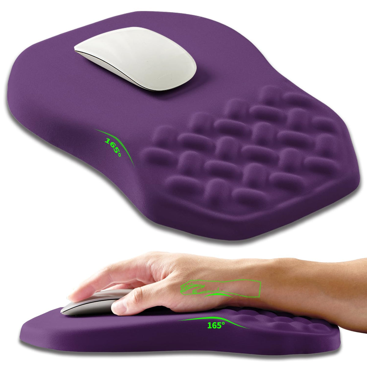Armanza Ergonomic Slope Mouse Pad Wrist Support, Wrist Rest Mousepad for Carpal Tunnel Pain Relief with Massage Bulge and Slow Rebound Memory Foam (12x8 inch, Black Contour Lines)