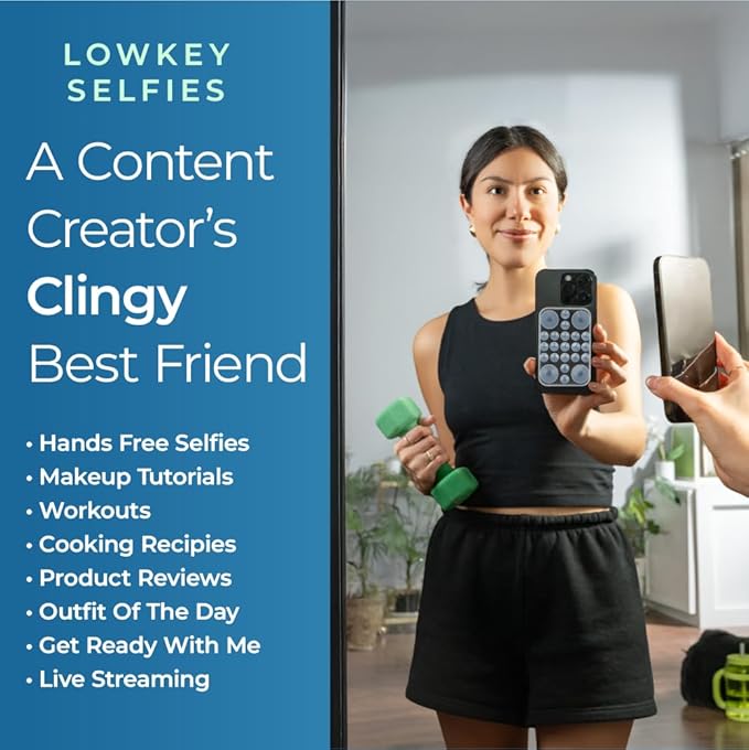 The Clingy Thingy Magnetic Sticky Phone Grip - Removable iPhone Suction Grip for Hands-Free FaceTime - Workouts, Influencers & Content Creator Essentials, Compatible with iPhone 12-16 (Glacier Black)