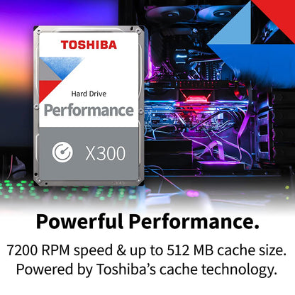 Toshiba X300 16TB Performance & Gaming 3.5-Inch Internal Hard Drive – CMR SATA 6 GB/s 7200 RPM 512 MB Cache - HDWR51GXZSTA