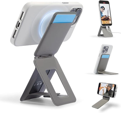 MOFT Phone Tripod Wallet for iPhone, Mulit-Angles, Lightweight & Portable Phone Stand, MOVAS Vegan Leather Magnetic Wallet, Strong Magnets, NFC Card Holder,Travel Essential, Taupe (with Card Slot)