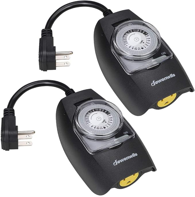 DEWENWILS Outdoor Light Timer Waterproof, 24-Hour Programmable Plug in Timer for Electrical Outlets, Holiday Decorations, String Light,13A 1/2 HP, UL Listed