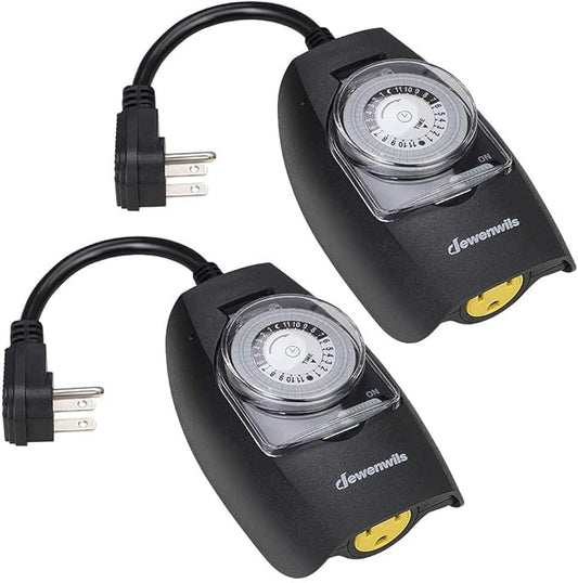 DEWENWILS Outdoor Light Timer Waterproof, 24-Hour Programmable Plug in Timer for Electrical Outlets, Holiday Decorations, String Light,13A 1/2 HP, UL Listed