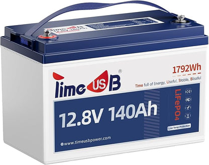 12.8V 140Ah Lithium Battery, LiFePO4 Battery with Low-Temp Protection, Built-in 100A BMS, 10 Years Lifespan, for RV, Solar, Trolling Motor, Marine, Travel Trailer, Energy Storage, Off Grid