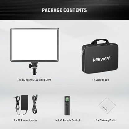 NEEWER NL288 LED Video Light Panel, 45W 4800Lux 3200K-5600K CRI97+ Dimmable Bi Color 18" Soft Studio Photography Key Lighting for Game Streaming Recording, Remote, Cleaning Cloth, Battery Not Included