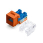 TRUE CABLE Cat6A Unshielded (UTP) Keystone Jack, 90-Degree Punch-Down RJ45 Female Module, PoE++ 4PPoE, UL Listed & TIA Certified, Orange, 12 Pack