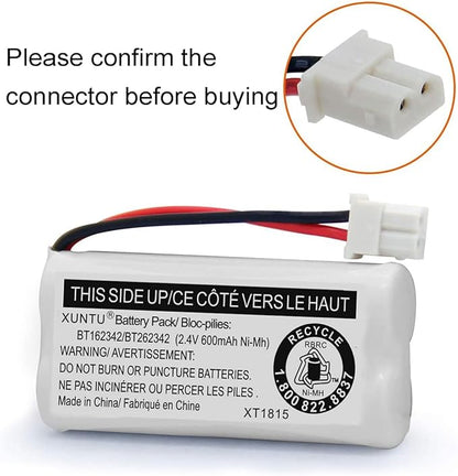 XUNTU BT162342/BT262342 2.4V 600mAh Ni-MH Cordless Phone Battery Pack BT166342/BT266342 BT183342/BT283342 Compatible with EL52351 TL90070 CS5119 DS6511 DS6722 LS6305 Handset (4 Pack)