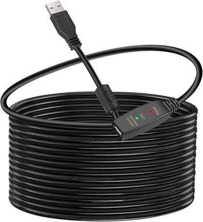 LDKCOK 30FT Active USB Extension Cable 2.0 Male to Female with A Extension chipset Signal Booster - Active Extension/Repeate
