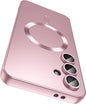 Magnetic for Samsung Galaxy S25 Plus Case [Compatible with MagSafe][Built-in Camera Lens Protector] Slim Soft Silicone Bumper Shockproof Metallic Luster Phone Shell (Rose Gold)