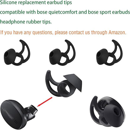 Silicone Replacement Earbud Tips Earbud Covers Ear Tips Compatible with Bose Quietcomfort and Sport Headphone Rubber Tips Large 3 Pairs