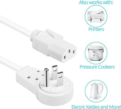 Maximm Monitor Computer Power Cord 3 Ft Flat Plug 360° Rotating PC Cable 3 Prong for, Desktop, Printer, Scanner, 16 AWG NEMA 5-15P to IEC13 - UL Certified