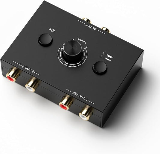 Y.D.F 2-Way Bi-Directional RCA Switch, HiFi AV L/R Sound Channel 1 in 2 Out or 2 in 1 Out, L/R Sound Channel Audio Switcher Splitter RCA Stereo Selector for DVD Stereo Speaker CD Player