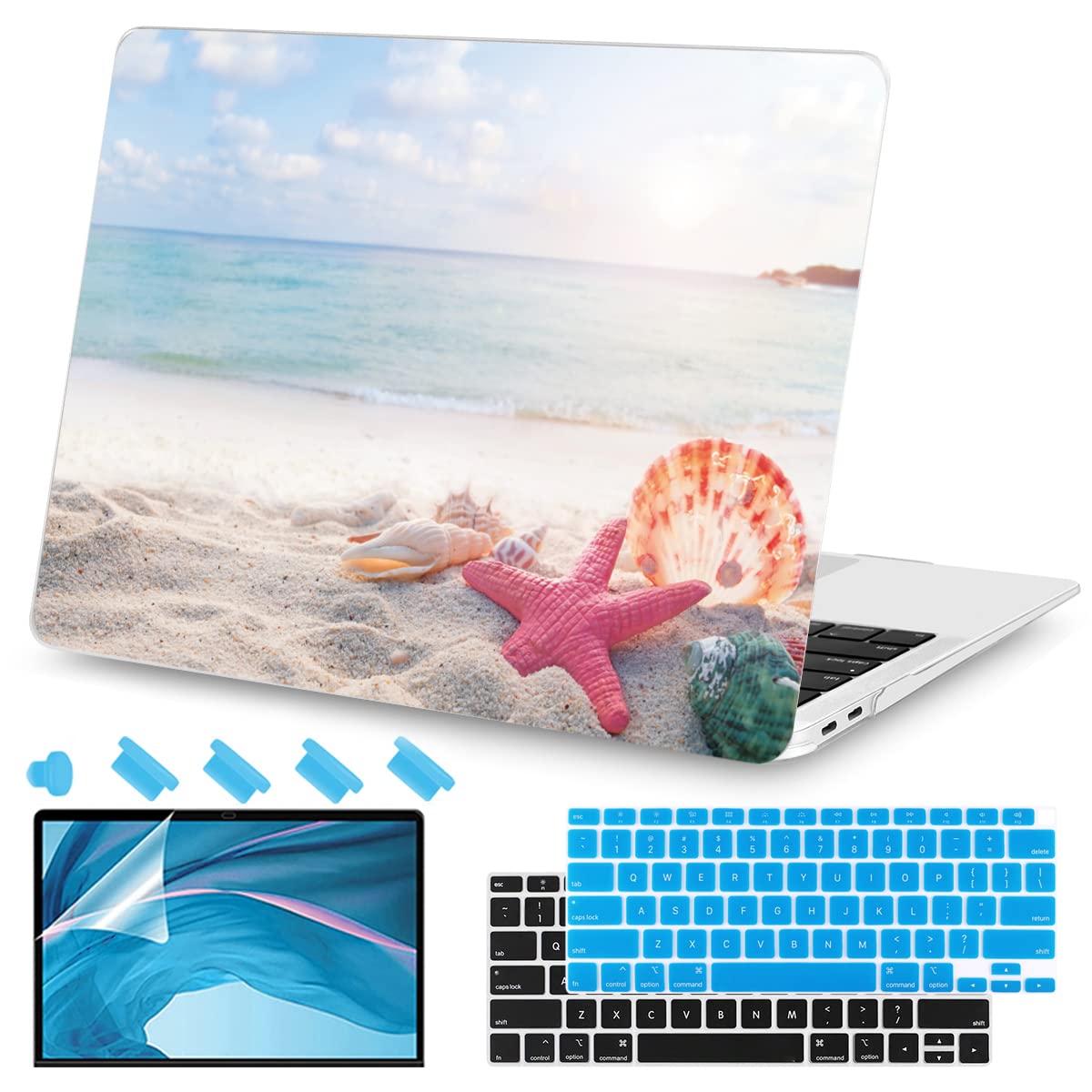 Teryeefi for MacBook Air 13 inch Case 2021 2020 2019 2018 Release (Model A2337 A2179 A1932 Retina Display with Touch ID), Plastic Hard Shell Case & Keyboard Cover for MacBook Air 13 M1, Gold Flowers