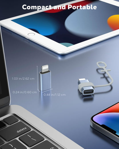 MoKo USB C to Lightning Adapter for iPhone 14/13/12, 2 Pack
