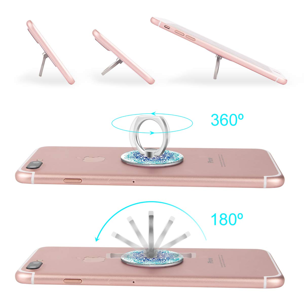 Bonoma Phone Ring Stand Holder, 3-Pack 360 Degree Rotation Universal Finger Ring Stand Compatible with Smartphones and Tablets Mandala