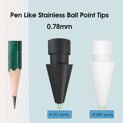 Upgraded Pencil Tips fits for Apple 2nd 1st Gen iPad Pro Pencil,0.78mm No Wear Out Fine Point Precise Control Apple Pen Tip,Longer Tips High Strength Material,Black
