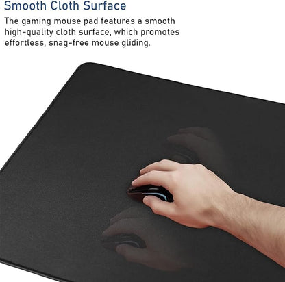 Large Extended Gaming Mouse Pad with Stitched Edges, 47.3 X 23.6 in Desk Pad Durable Non-Slip Natural Rubber Base, Waterproof Computer Keyboard Mat for Esports Pros, Gamer, Desktop, Black