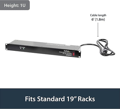 StarTech.com 4U Wall Mount Network Rack & 1U Server Rack Shelf & 8 Outlet Horizontal 1U Rack Mount PDU Power Strip