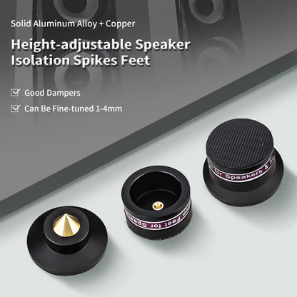 HiFi Speaker Spikes IF03B by Audiocrast, Speaker Vibration Dampener Stand Feet Pads Shock Absorber Isolation Pucks, Speaker Resonance Reducer with Non-Slip Mat for Turntable Amp CD DAC Recorder