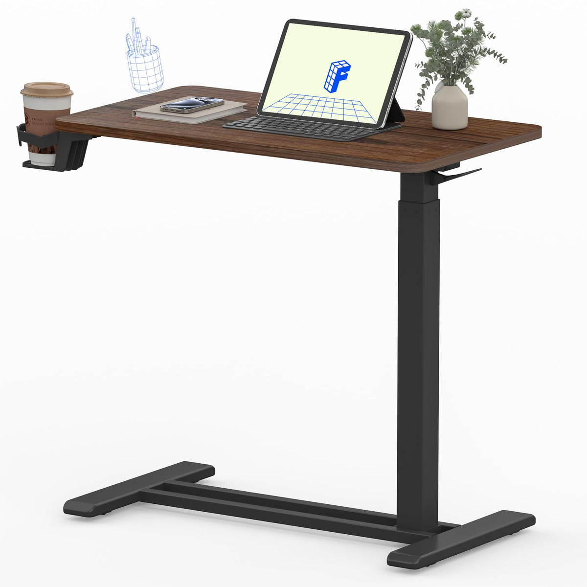 FLEXISPOT 28" Mobile Standing Desk Pneumatic Lift Computer Workstations