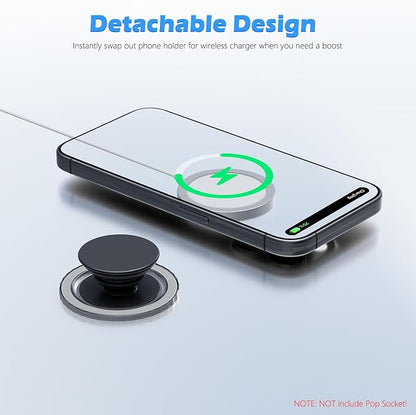 imluckies Magnetic Base Compatible with PopSocket Phone Grips and MagSafe iPhone Series Case, Removable Kindle/Phone Holder Base, Thin & Light Portable Plate, Matte Light-Black
