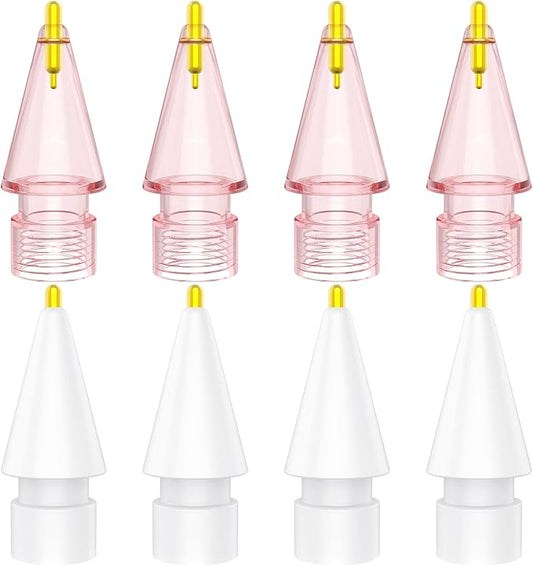 8 Pack Fine Point Replacement Tips Compatible with Apple Pencil 2nd Generation, Apple Pencil 1st Generation, Apple Pencil USB-C & Apple Pencil Pro Colorful iPencil Nibs (Pink + White)