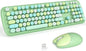 KNOWSQT Wireless Keyboard and Mouse Combo Pale Green - Colorful 104 Key 2.4G Round Keycap Typewriter Keyboards, USB Dongle Plug and Play, for Laptop, Windows, PC, Computer, Desktop