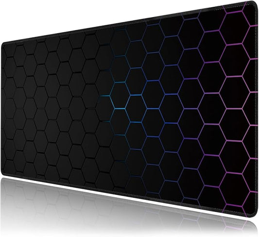 Hexagon Honeycomb Large Mouse Pad,Gaming Keyboard Desk Pad,Extended Mouse Mat Non-Slip Rubber Base with Stitched Edges for Office Game Home XXL 35.4"x15.7"