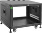 RIVECO POMU 6U Stereo & Studio Rack with Caster Wheels, Rolling Network Cabinet, Open Frame Audio Rack for 19 inches Video Music Recording & IT Equipment, Obtuse Angel, Lifting Handle