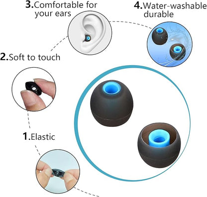 Earbud Tips Ear Bud Tips Soft Anti Slip Washable and Reusable Silicone Replacement Earbud Tips Fit Most in-Ear Earbuds(Inner Hole 3.8mm -5.1mm) 18pcs S M L