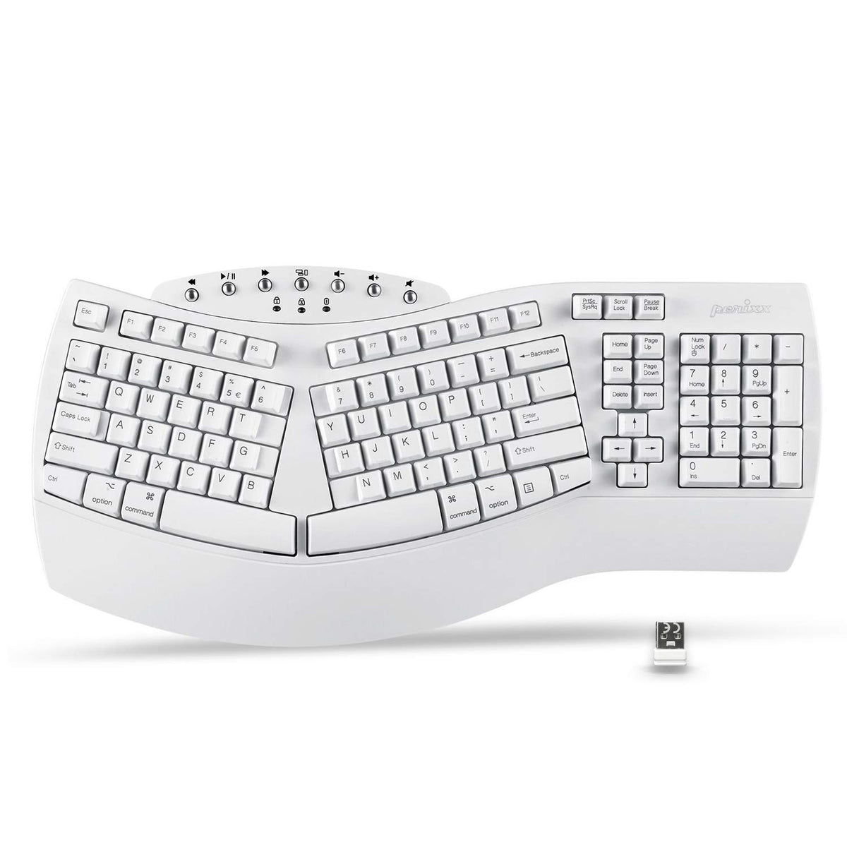 Perixx Periboard-612B Wireless Ergonomic Split Keyboard with Dual Mode 2.4G and Bluetooth Feature, Compatible with Windows 11 and Mac OS X System, Black, US English Layout