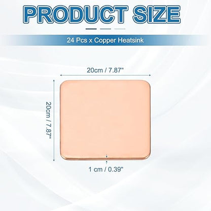 PATIKIL Copper Heatsink Pad Shims, 24 Pcs 20x20x1mm Copper Pad Shim IC Chipset GPU CPU Thermal Heatsink for Cooling Laptop Desktop Computer