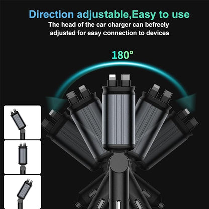 Upgraded Starlight Retractable Car Charger Adapter,4 in 1 Fast Charging Car Phone Charger,69W USB C Car Truck Accessories,Road Trip Essentials Gift for Men Women for iPhone 16/15/14/13/12,Galaxy,Pixel