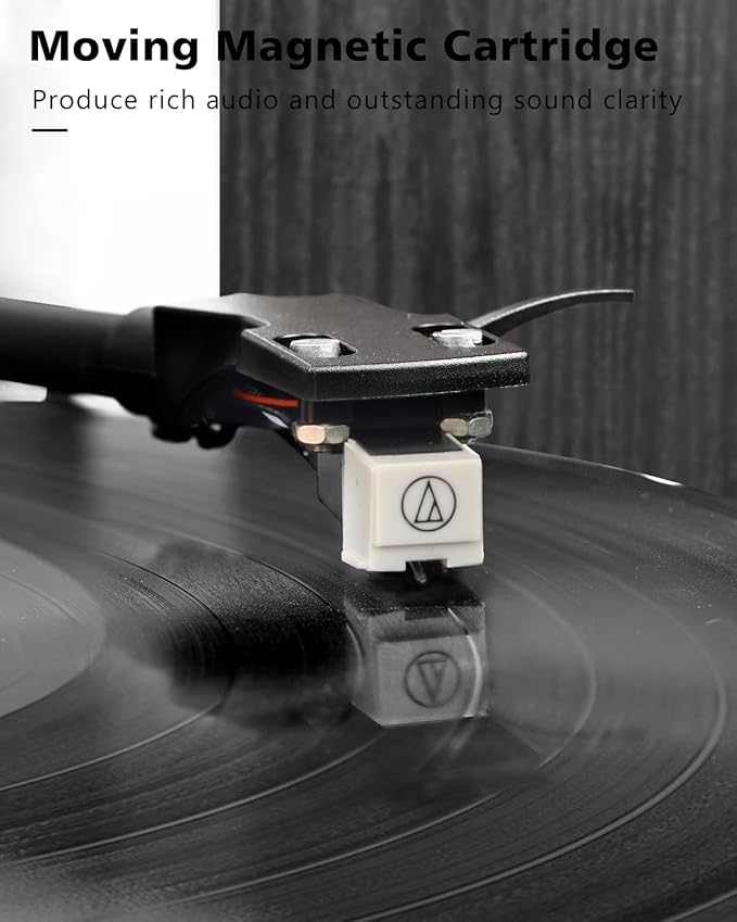 Record Player Vinyl Bluetooth Turntable with 36 Watt Stereo Bookshelf Speakers, Hi-Fi System with Magnetic Cartridge, USB Recording and Auto Stop