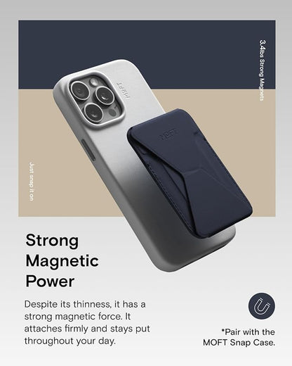 MOFT Magnetic Wallet Stand Compatible with iPhone 16/15/14/13/12 Series, Angle Adjustment & Magsafe Compatible MOVAS Phone Stand,Navy Blue