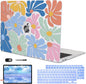 for MacBook Air 13 inch Case 2021 2020 2019 2018 A2337 M1 A2179 A1932 Cover with Touch ID, Crystal Plastic Printed Pattern Hard Shell Case Keyboard Skin Screen Protector, Colorful Flowers
