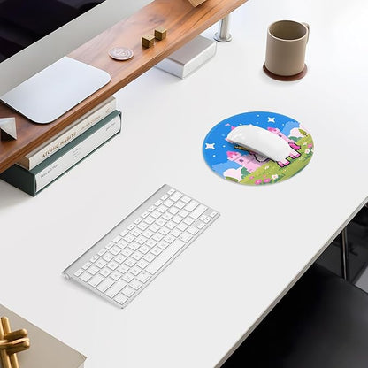ITNRSIIET Mouse Pad Non-Slip Rubber Base Smooth Surface Stitched Edges Waterproof Durable Compatible with All Mice for Office & Gaming, Desk Accessory, Diameter 8.7 inch, PixelCastle