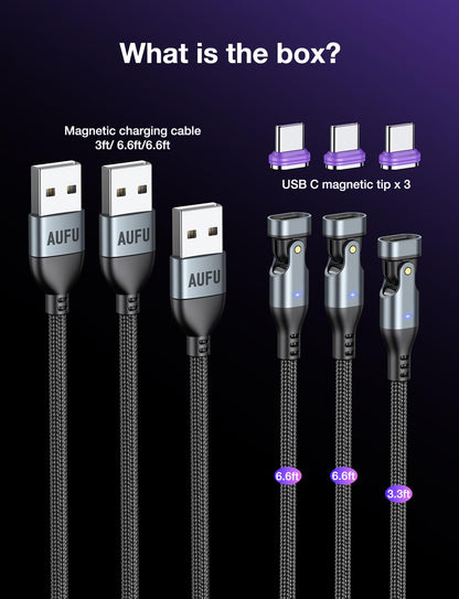 AUFU 16PIN USB-C Magnetic Charging Cable 3-Pack