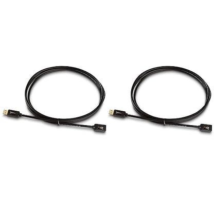 Amazon Basics 2-Pack USB-A 3.0 Extension Cable, 4.8Gbps High-Speed, Male to Female Gold-Plated Connectors, 6 Foot, Black