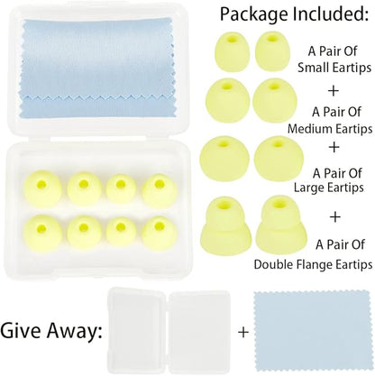 Earbud Tips Replacement Earbud Tips Earbud Replacement Tips Earbuds Replacement Tips Ear Pads Ear Cushions Ear Tips for Earbuds for Powerbeats Pro Beats Wireless Earphone Headphones 4 Pairs (Yellow)