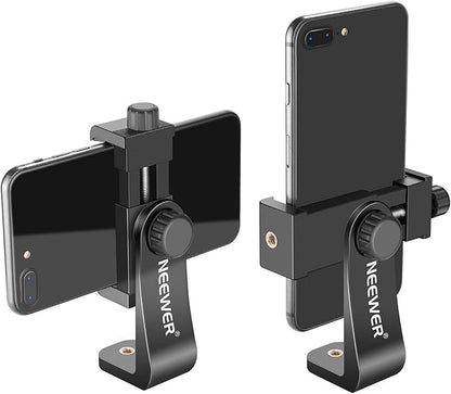 Neewer Smartphone Holder Phone Tripod Mount Compatible with iPhone 16 15 Pro Max Plus 14 13 12 Mini Samsung Galaxy S24 S23 Ultra, Cell Phone Clip Vertical Bracket Adapter for Tripod with 1/4" Screw