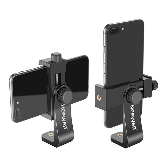 NEEWER Smartphone Holder Phone Tripod Mount Compatible with iPhone 16 15 Pro Max Plus 14 13 12 Mini Samsung Galaxy S24 S23 Ultra, Cell Phone Clip Vertical Bracket Adapter for Tripod with 1/4" Screw