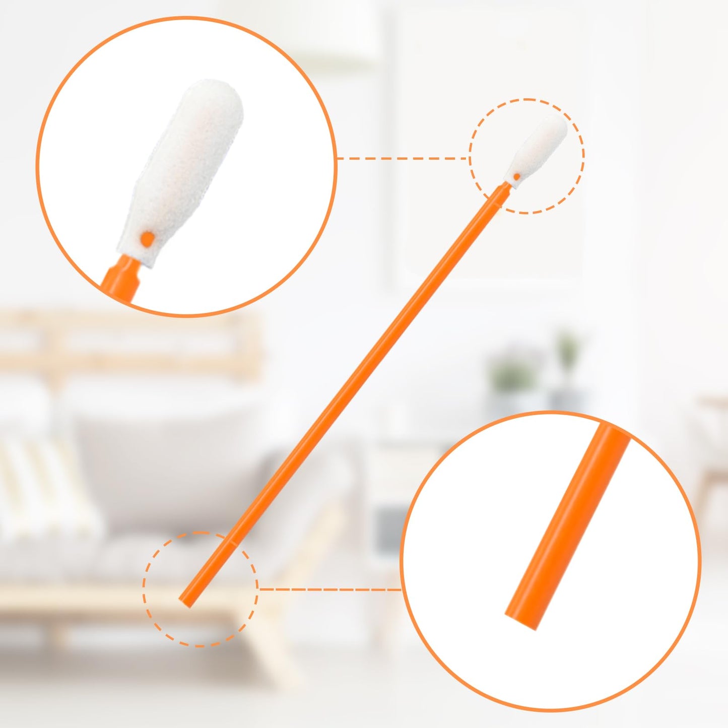 wellgler Wellgler's Foam Cleaning Swabs, Multi-Purpose Cleanroom Foam Tip Cleaning Swab Kitip Cleaning Swab Kit (orange100)