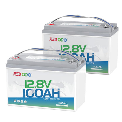 Redodo 12V 100Ah LiFePO4 Battery with Self Heating, Low Temperature Protection Group 31 Lithium Battery, Built in 100A BMS, 4000+ Deep Cycles, Perfect for RVs, Off-Grid in Cold Areas 2 Packs