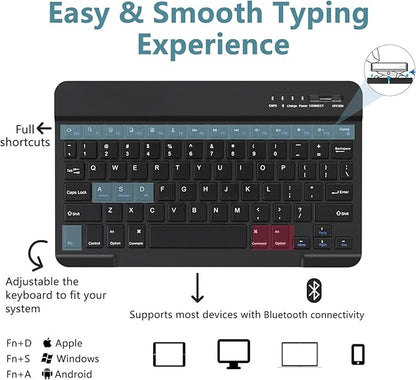 MMK for iPad 11th 10th Generation Case with Keyboard (2022, 10.9"), Wireless Detachable Keyboard, Pencil Holder for iPad 11 inch (A16 2025), 10th Gen (10.9 Inch 2022) Black
