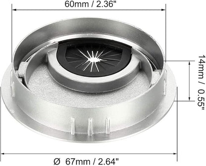 uxcell Cable Hole Cover, 2.4Inch/60mm Zinc Alloy Desk Wire Cord Cable Grommets Hole Cover for Office PC Desk Cable Cord Organizer, 4Pcs Silver Tone