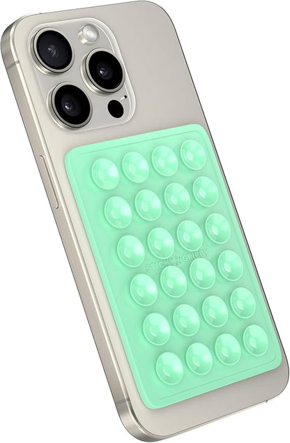 StickyGrippy Suction Phone Case Mount, Sillicon Adhesive Phone Accessory for iPhone and Android, Hands-Free Strong Grip Mirror Shower Phone Holder, Tiktok Videos and Selfies (Mint)